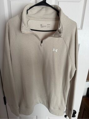 Under Armour Quarter-Zip Pullover Hoodie - Light Tan/Cream